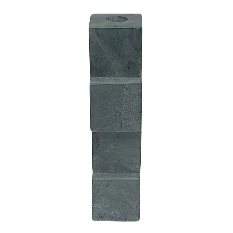 8x3 Stacked Cube Marble Taper Holder, Green