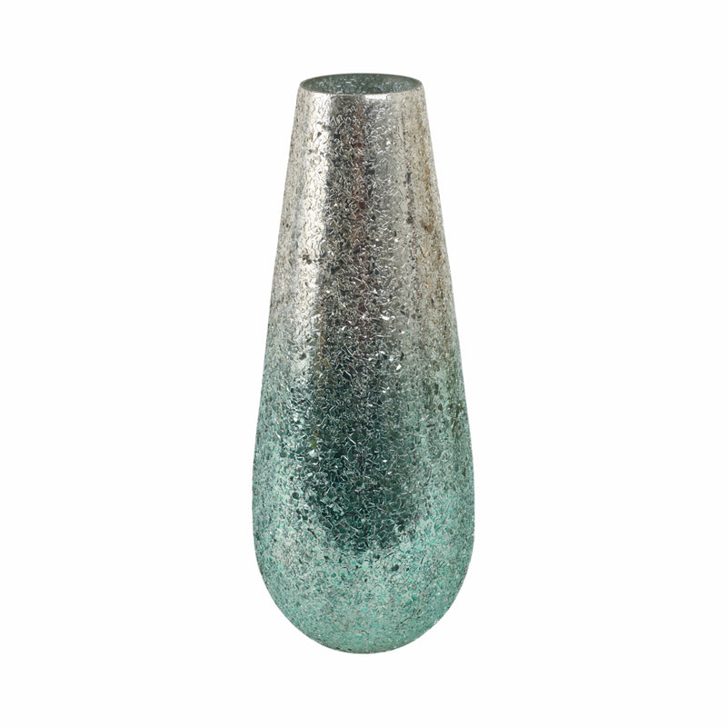 18 Crackled Vase, Green Ombre