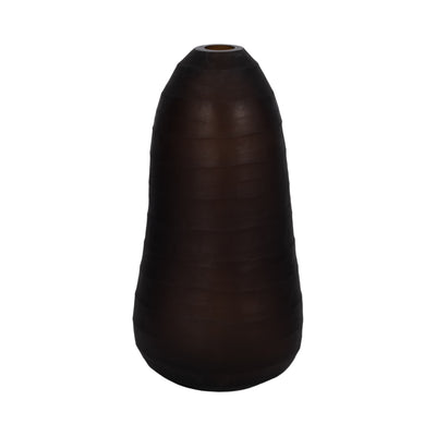 Glass, 17 Ridged Vase, Smokey Brown