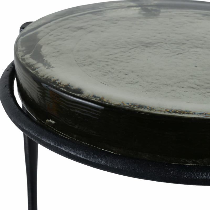 S/2 26 Adonia Gunmetal Recycled Glass Accent Tabl