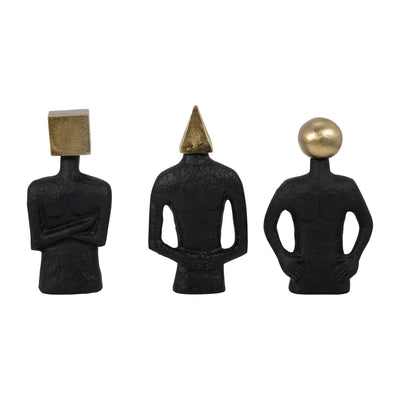 METAL, S/3 11 MAN WITH SQUARE HEAD, BLACK/GOLD