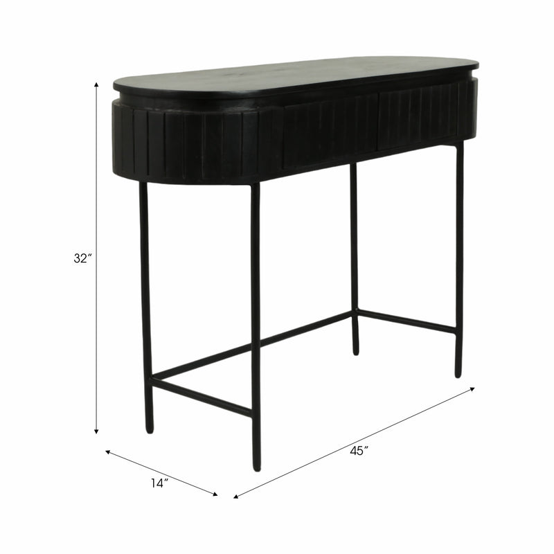 45x32 Ribbed Cabinet, Black