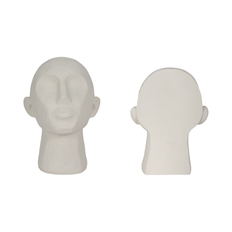 S/2 9 Textured Head Up Bookends, White