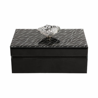 8x5 Sparkly Glass Box Stone Top, Black