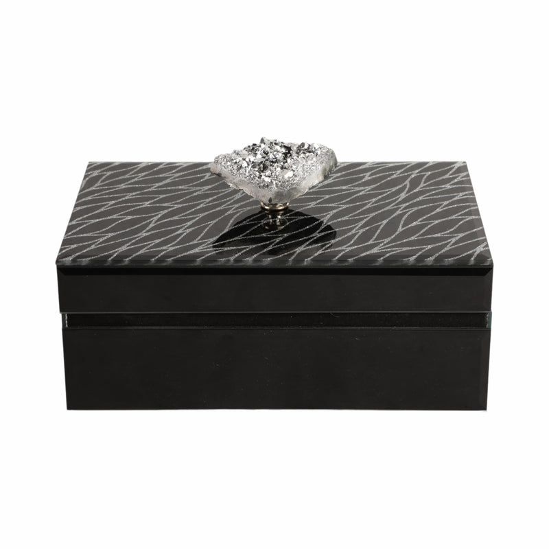 8x5 Sparkly Glass Box Stone Top, Black