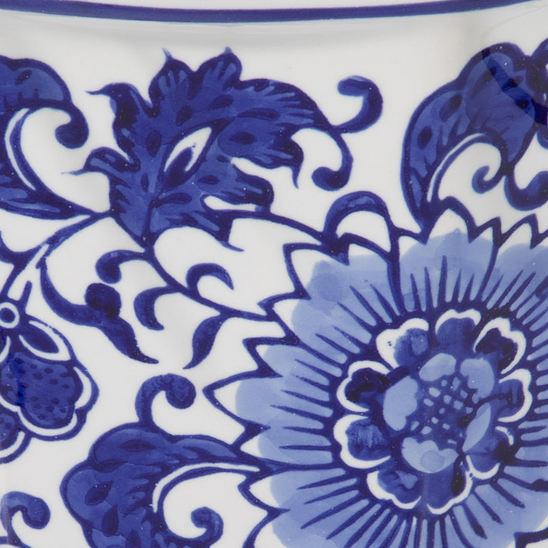 Cer, S/2 6/8 Chinoiserie Pot Planters, Blue/wht