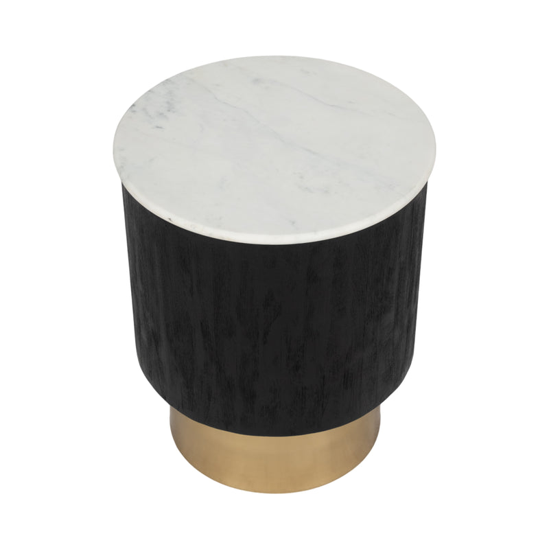 20 Gold Pedestal Accent Table Marble Top, Wht/blk