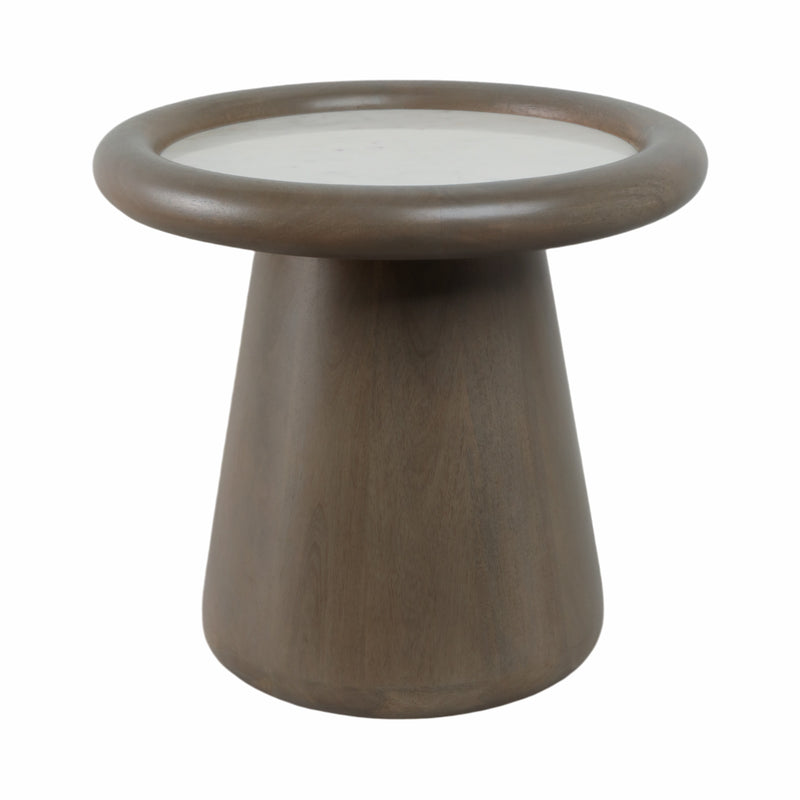 20 Aleena Wood And Marble Accent Table, Brwn