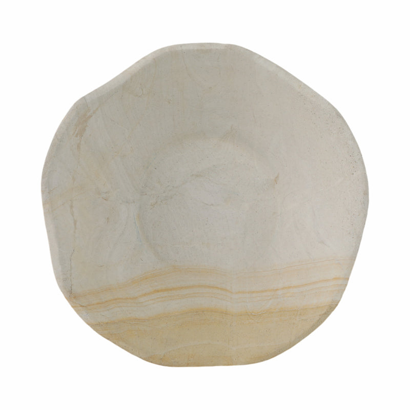 9 Sandstone Pedestal Bowl, Tan