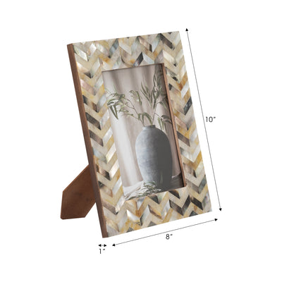 RESIN, 5X7 CAPIZ CHEVRON PHOTO FRAME, MULTI