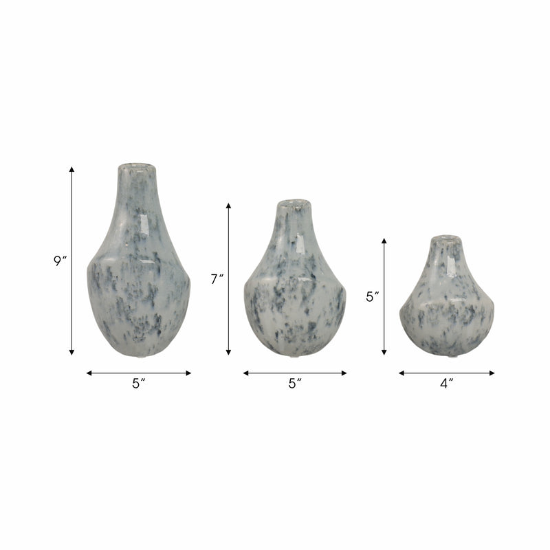 S/3 5/7/9 Klamath Ceramic Vases, Multi