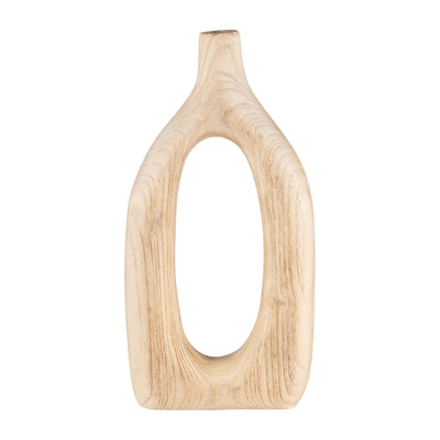 WOOD, 14H CUT-OUT VASE, NATURAL