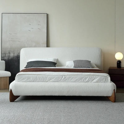 White Boucle Bed- Scandinavian Elegance in Your Bedroom by Alhome