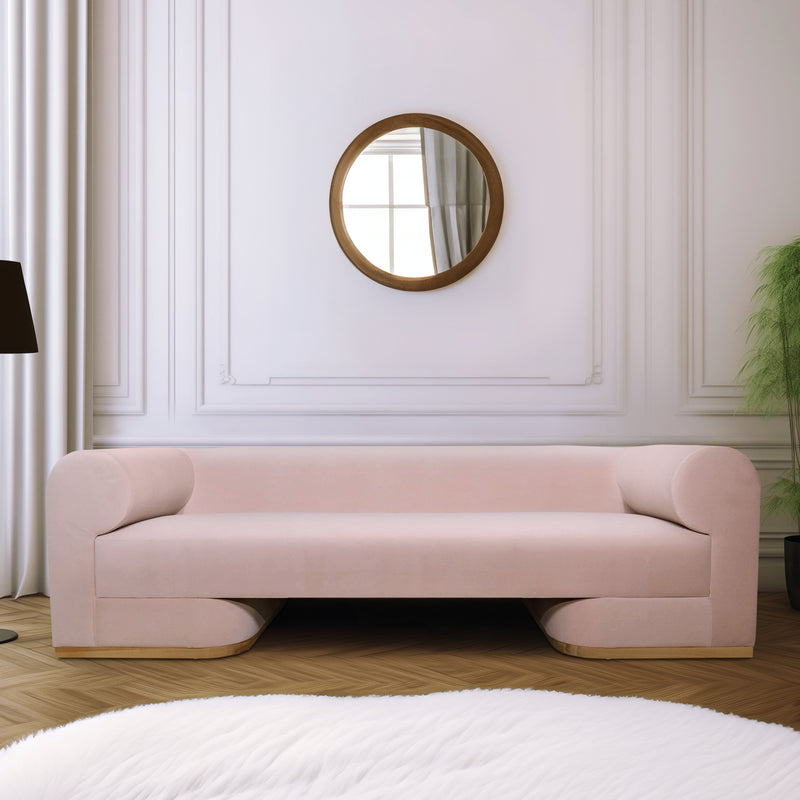 MODERN SOFA - OAK WOOD BASE, BLUSH