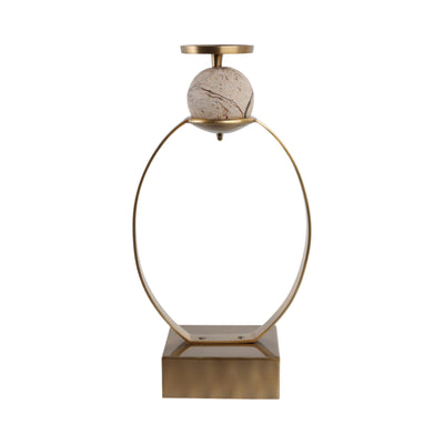 21durant Small Gold Candle Holder W/marble Sphere