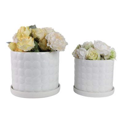 S/2 10/12 Bubble Planter, White