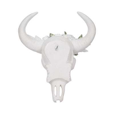 13 Bull Skull With White Flowers, White