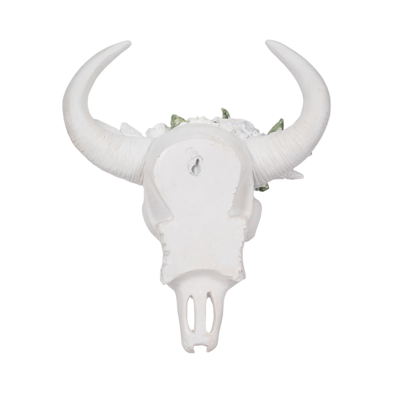 13 Bull Skull With White Flowers, White