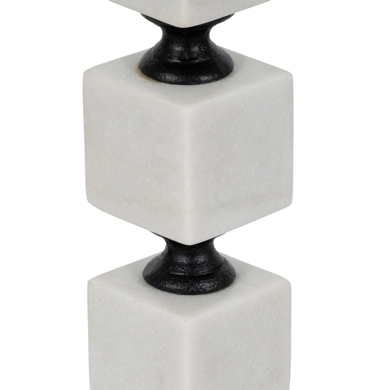 24 Stacked Marble Accent Table, White Kd