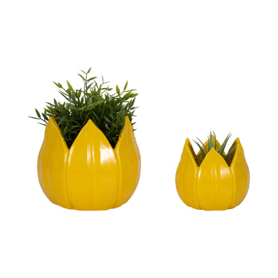 S/2 5/8 Petal Planters, Yellow