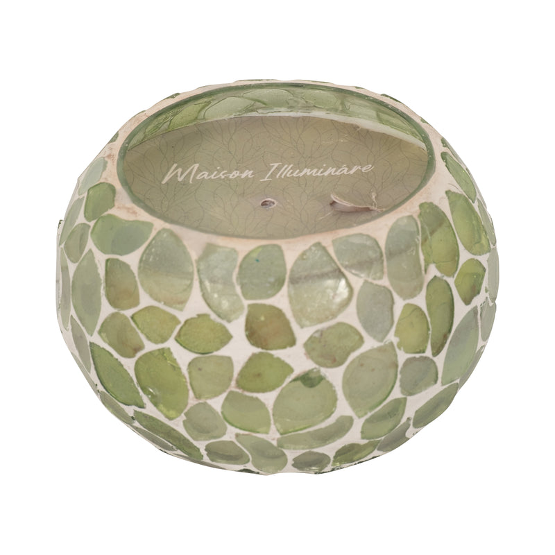 Glass, 4 10 Oz Mosaic Scented Candle, Light Green