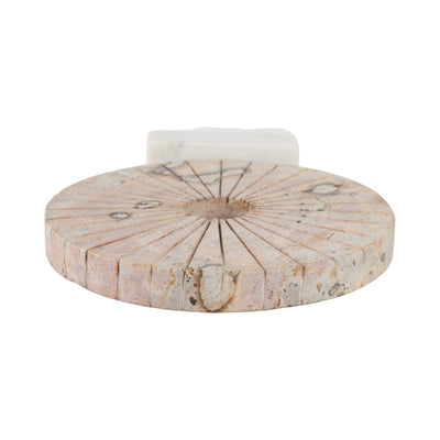 12 Pompano Beige Marble Disk Statuary