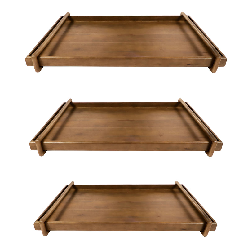 S/3 18/22/26 Kazu Wood Trays, Brown