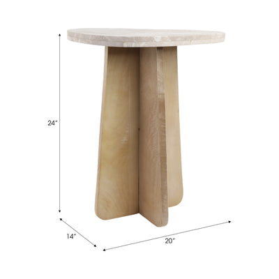 24 Corvus Marble And Wood Accent Table