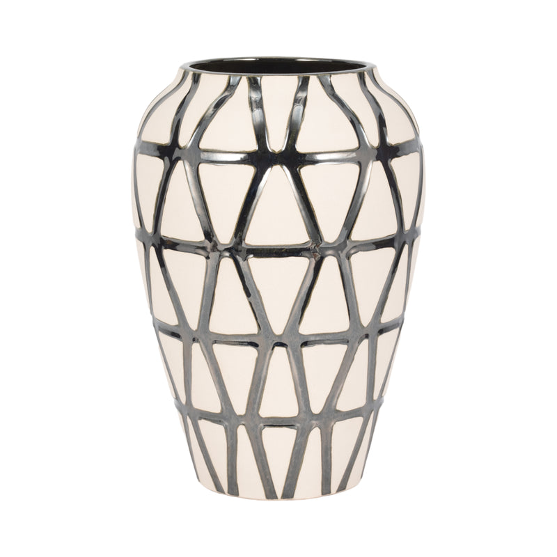 16 Fabiola Oversized Tribal Vase, Pewter