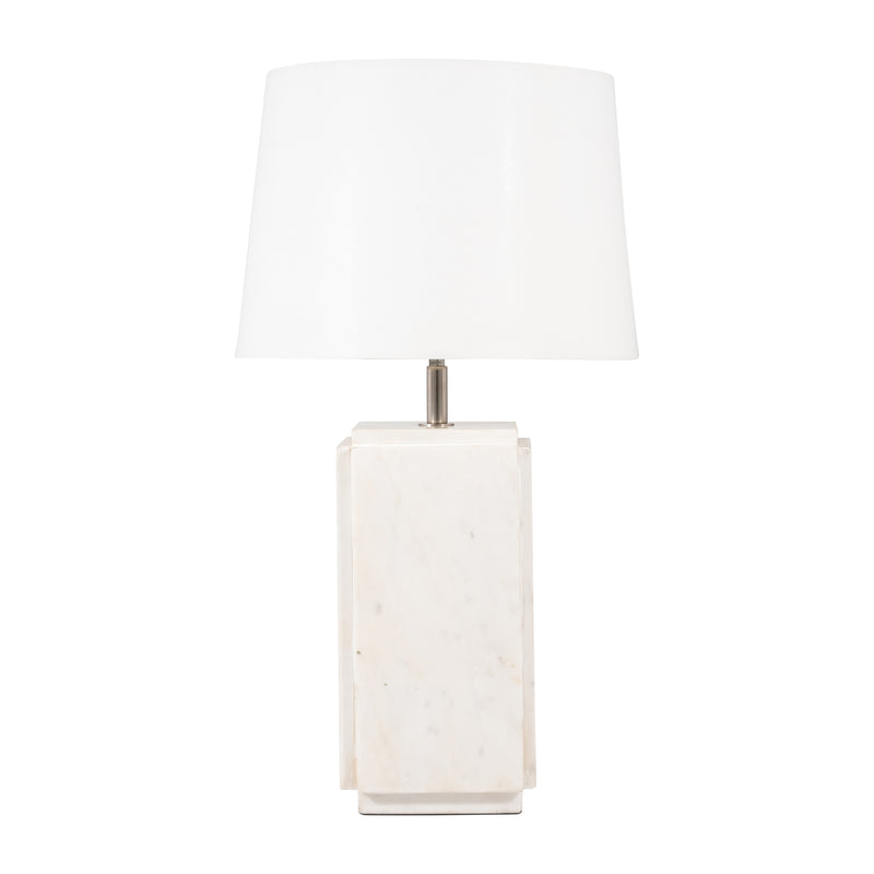 Marble, 27h Fluted Table Lamp, White/offwht, 2bx