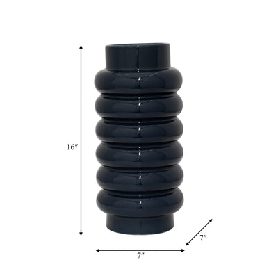 CER, 16 RIBBED VASE, NAVY