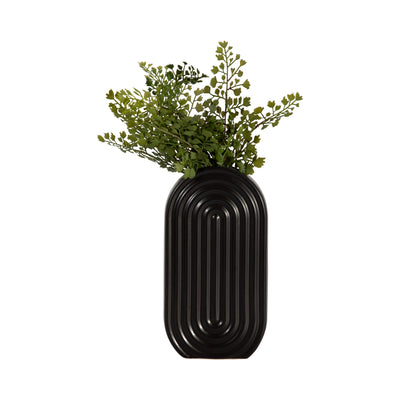 CER, 11 OVAL RIDGED VASE, BLACK