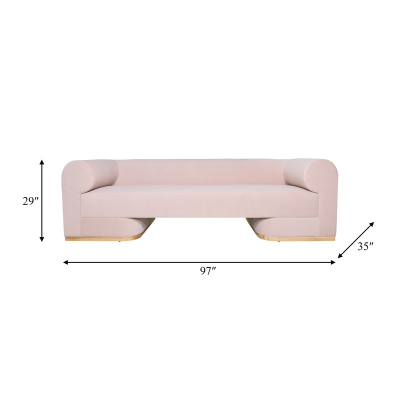 MODERN SOFA - OAK WOOD BASE, BLUSH