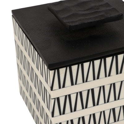 S/2 7/10 Gobiel Black & White Resin Boxes