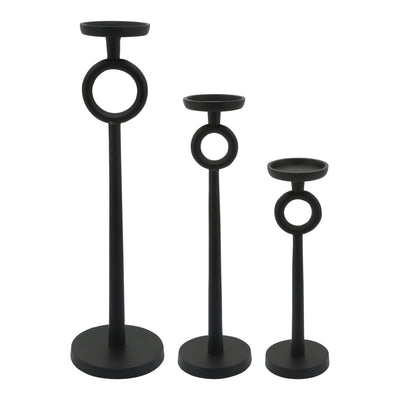 17H METAL CANDLE HOLDER, BLACK