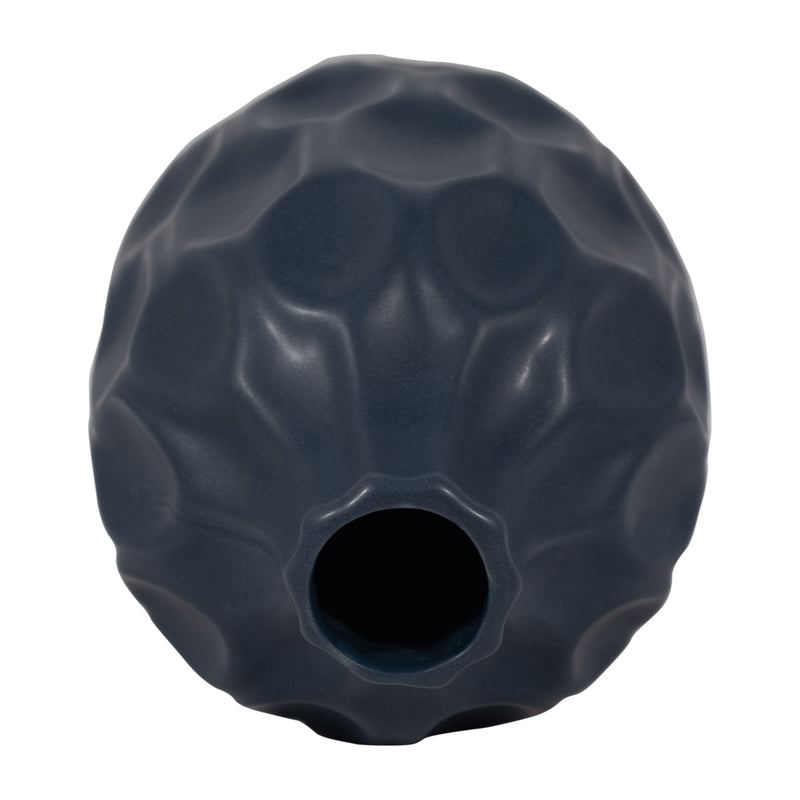 CER, 8 HONEYCOMB DIMPLED VASE, NAVY