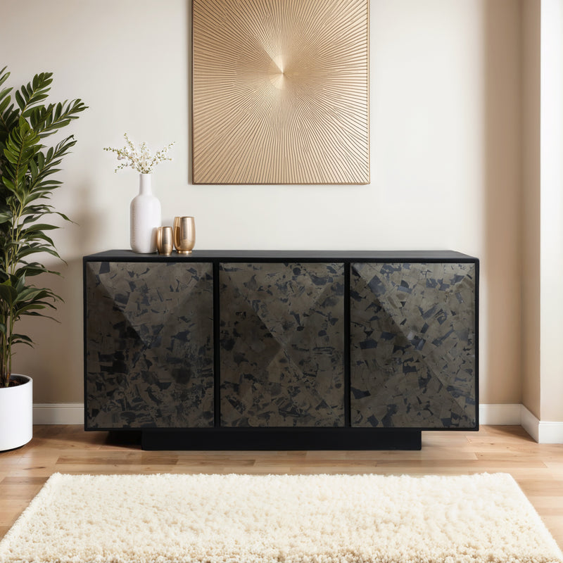 57livio Pyrite Semi-precious Stone&wood Sideboard