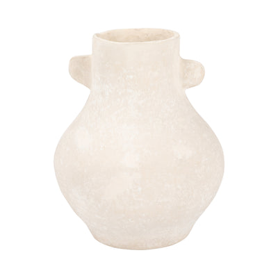 PAPER MACHE, 10 EARED VASE, IVORY