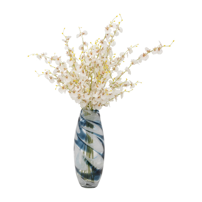 GLASS, 17 SWIRL VASE, BLUE