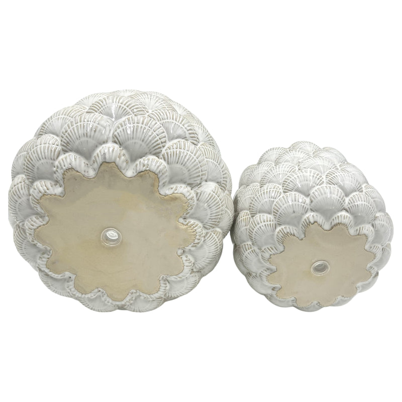 S/2 7/9 Seashell Planters, White