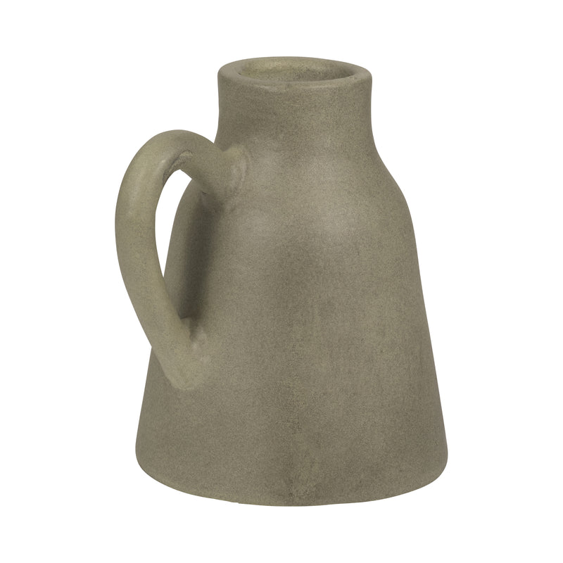 TERRACOTTA, 8 VASE W/ HANDLE, SAGE GREEN