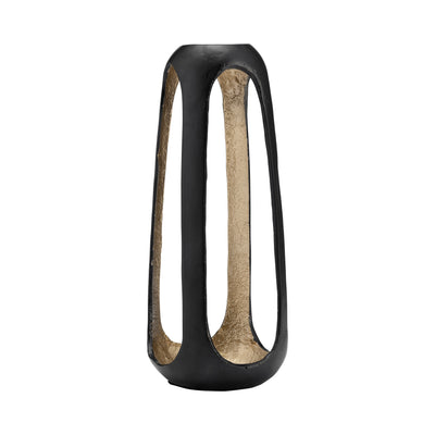 METAL,15H,OPEN VASE,MATTE BLACK