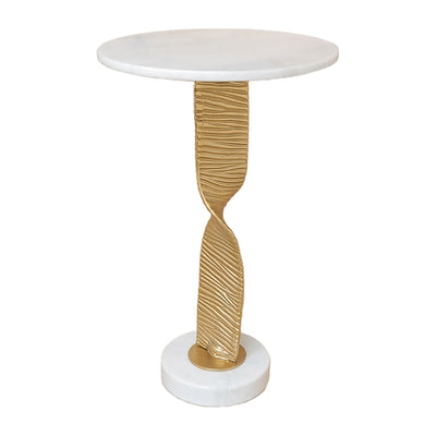 Metal, 24 Twisted Base Accent Table,white/gold Kd