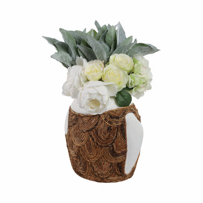 11 Woven Scale Terracotta Fsh Vase, Ivory/natural