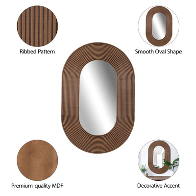 36 RIBBED OVAL MIRROR, WALNUT