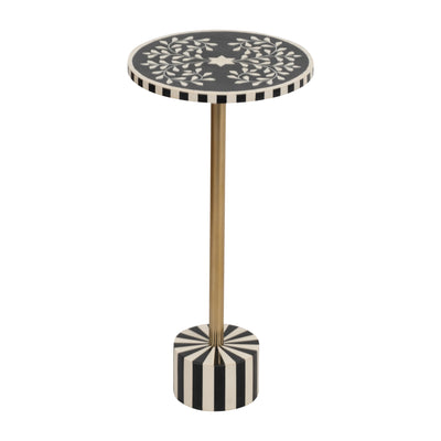 METAL, 24 HARLEQUIN STRIPE ACCENT TABLE, BLACK/WH