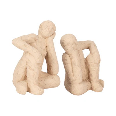 S/2 7 Thinking Man Bookends, Tan