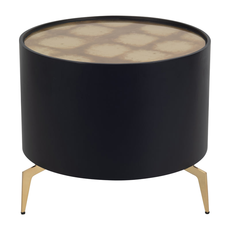 WOOD,24 GOLD LEAF TOP SIDE TABLE, BLK/GLD