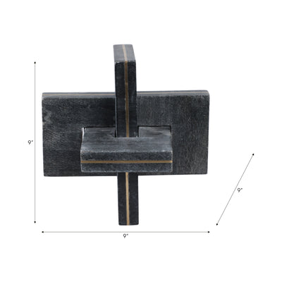 9 Walton Large Black Marble And Brass Knot