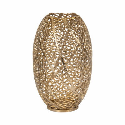 15 Meadow Metal Urn Shape Vase, Gold